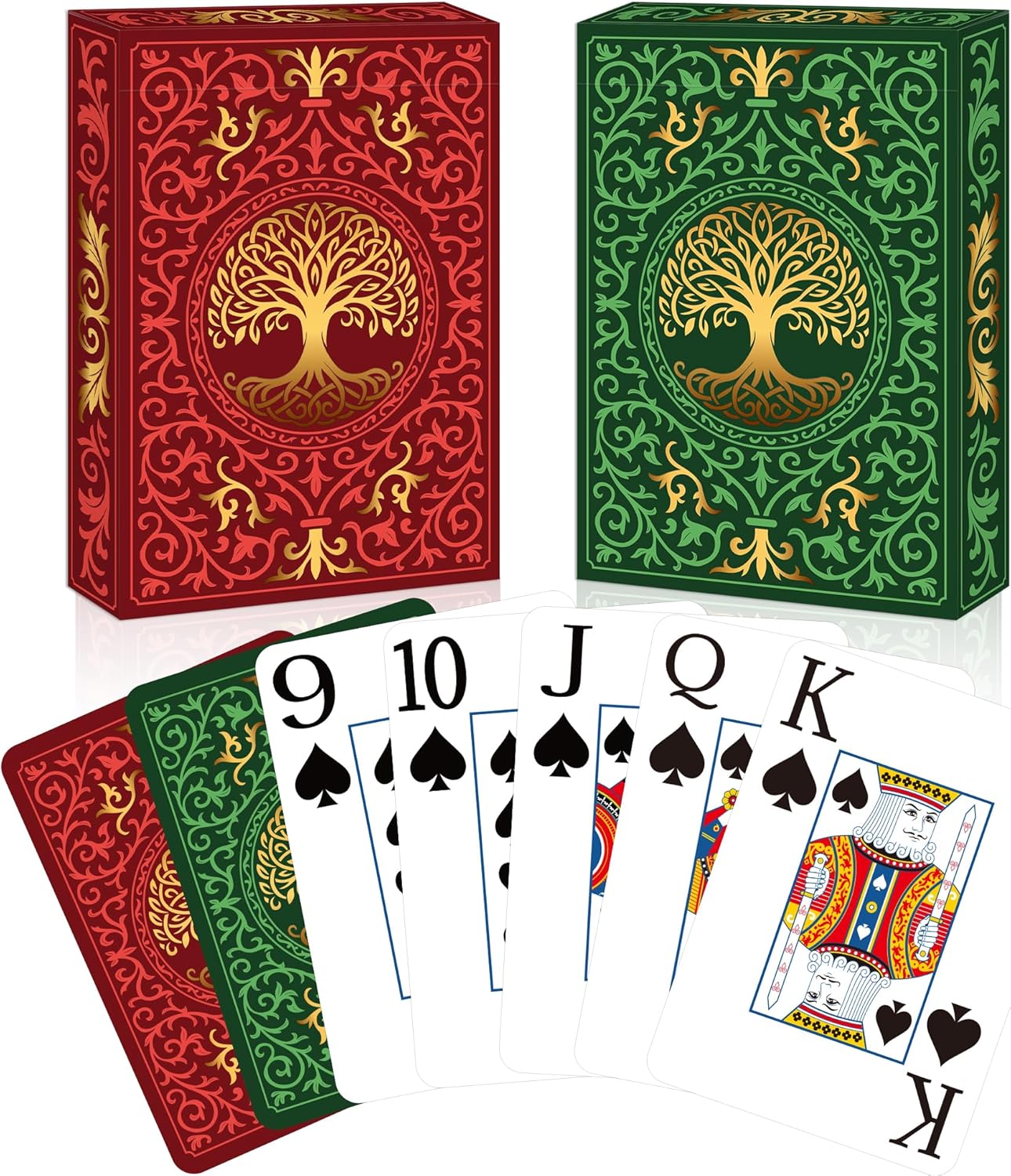 Graded Card Display - 2パックのトランプ | 大きな文字のトランプ | 簡単に混ぜられるプレミアムポーカーカード、カードゲーム、家族ゲームナイト、テーブルM用